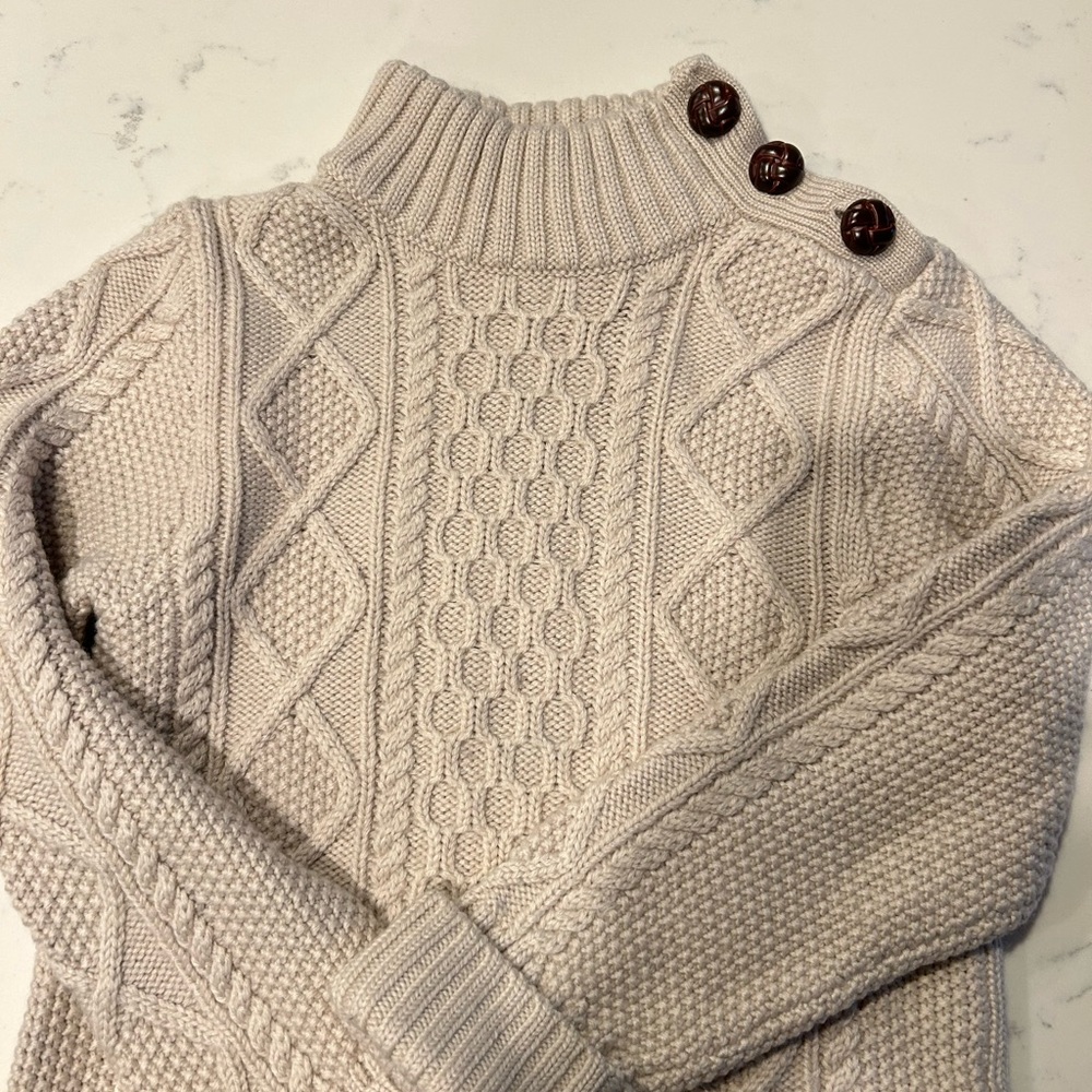 Jacadi Cream Cable Knit Turtleneck Sweater - Picture 7 of 7